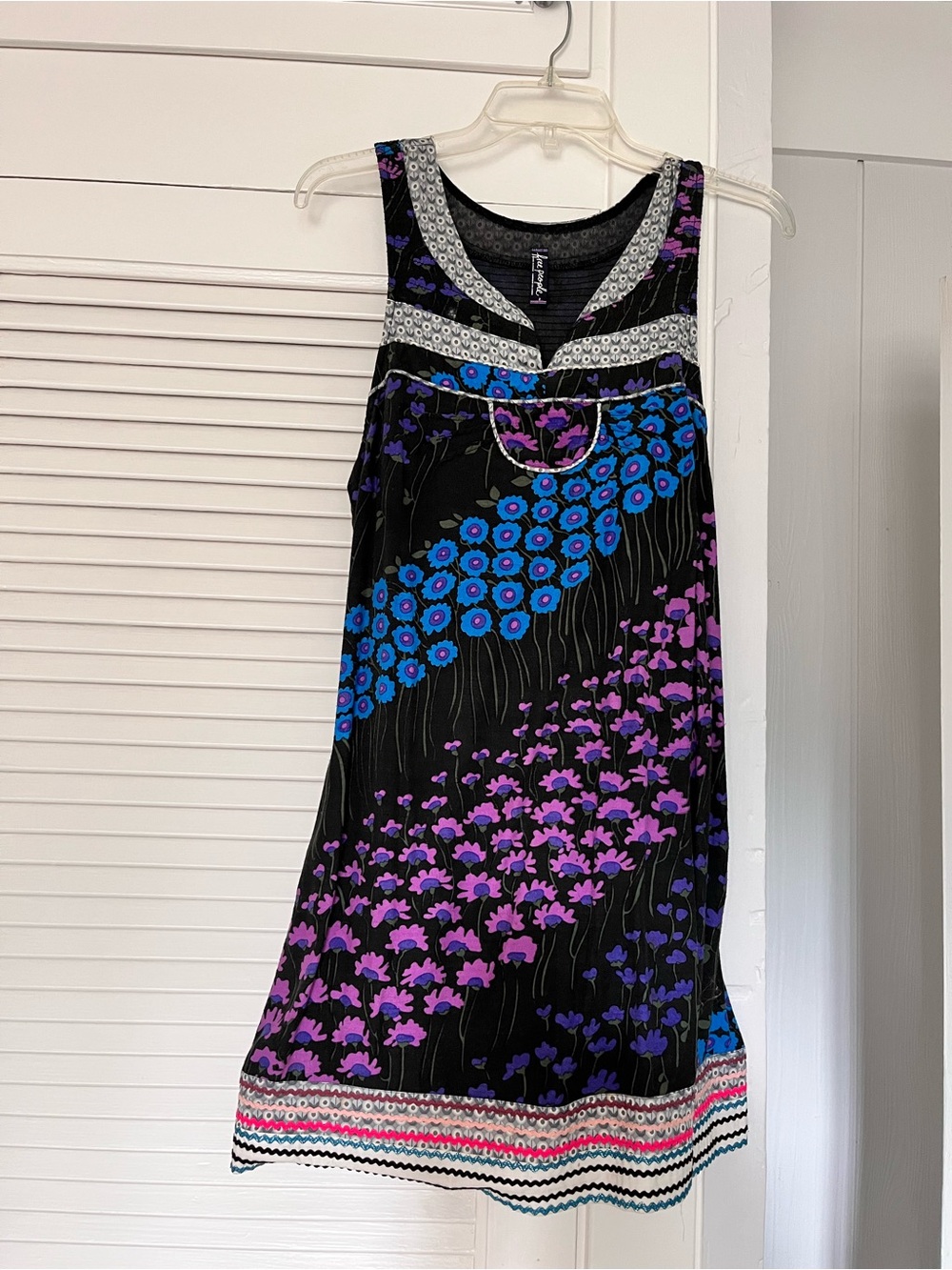 Free People Black Sleeveless Dress with Blue & Purple Accents